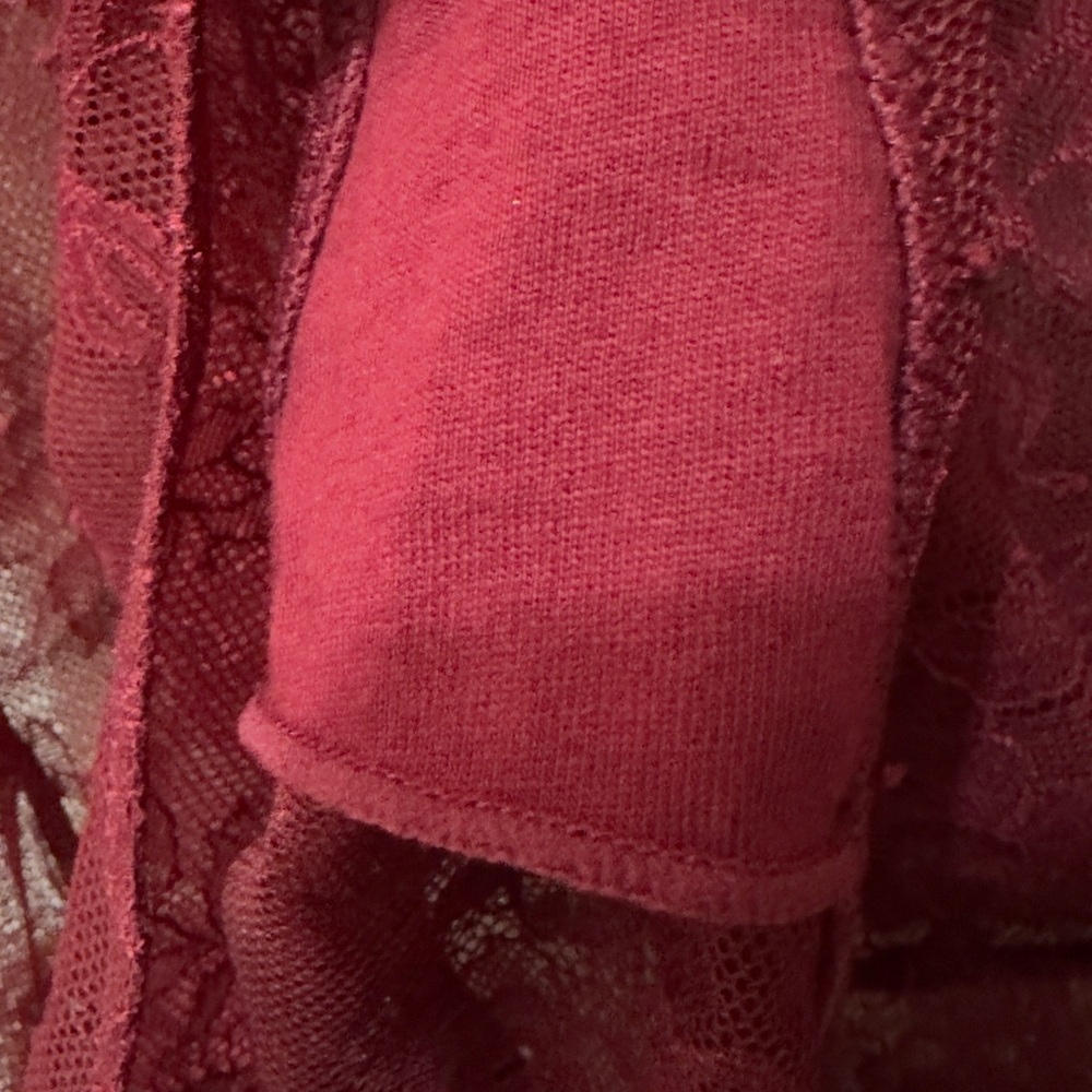Parade | NWOT Women’s Red Floral Sheer Lace Long-Sleeve Bodysuit (size XS) - Picture 8 of 10